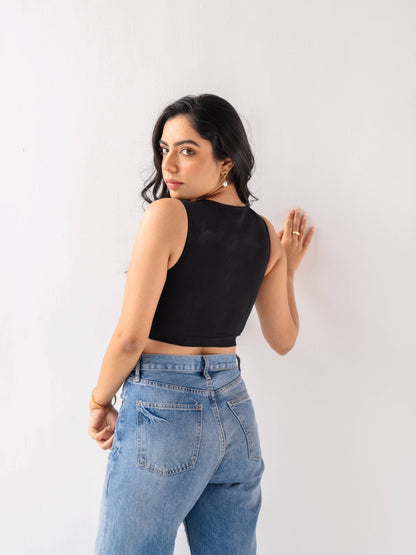 Noir Twist Crop Top