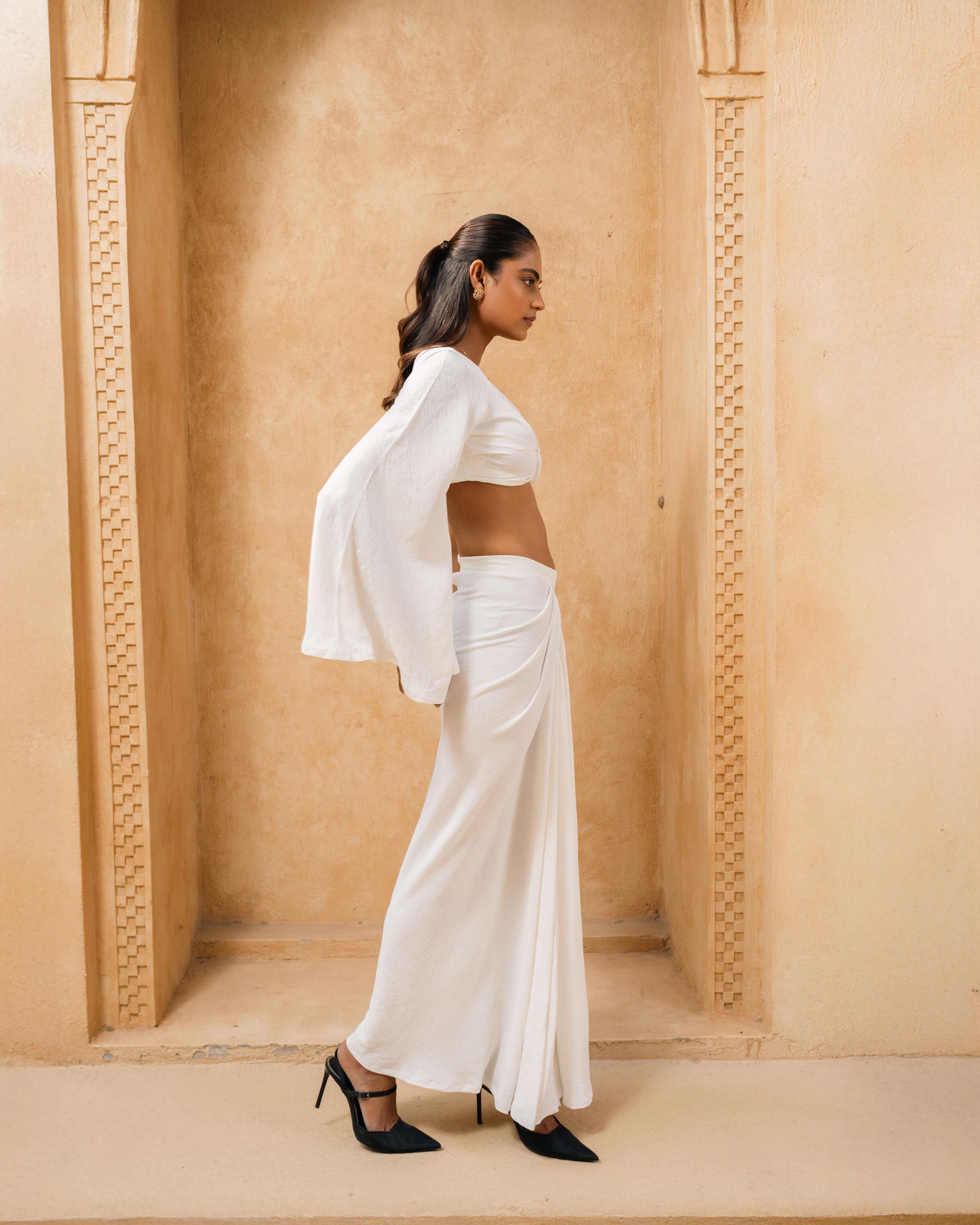 Luna Drape Skirt ( White )