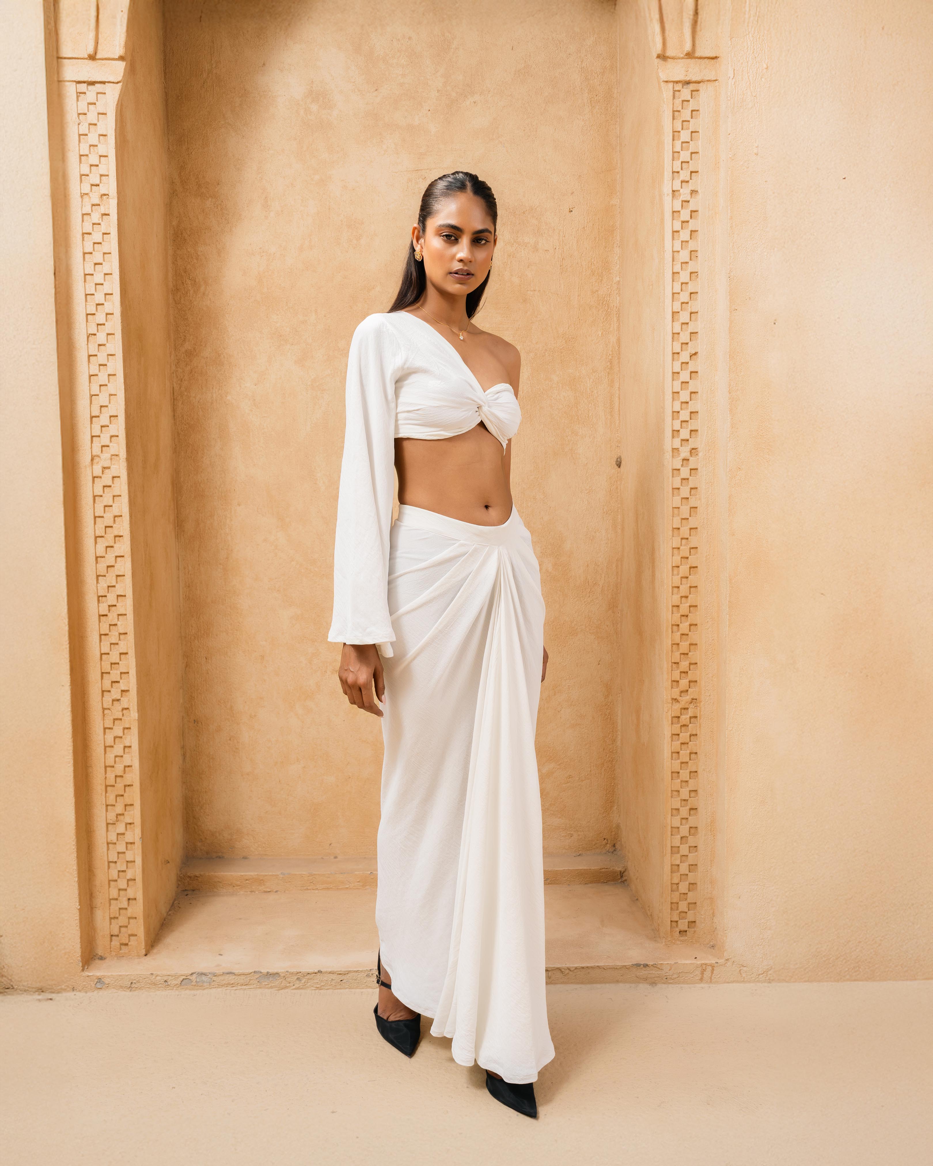 Luna Drape Top ( White )