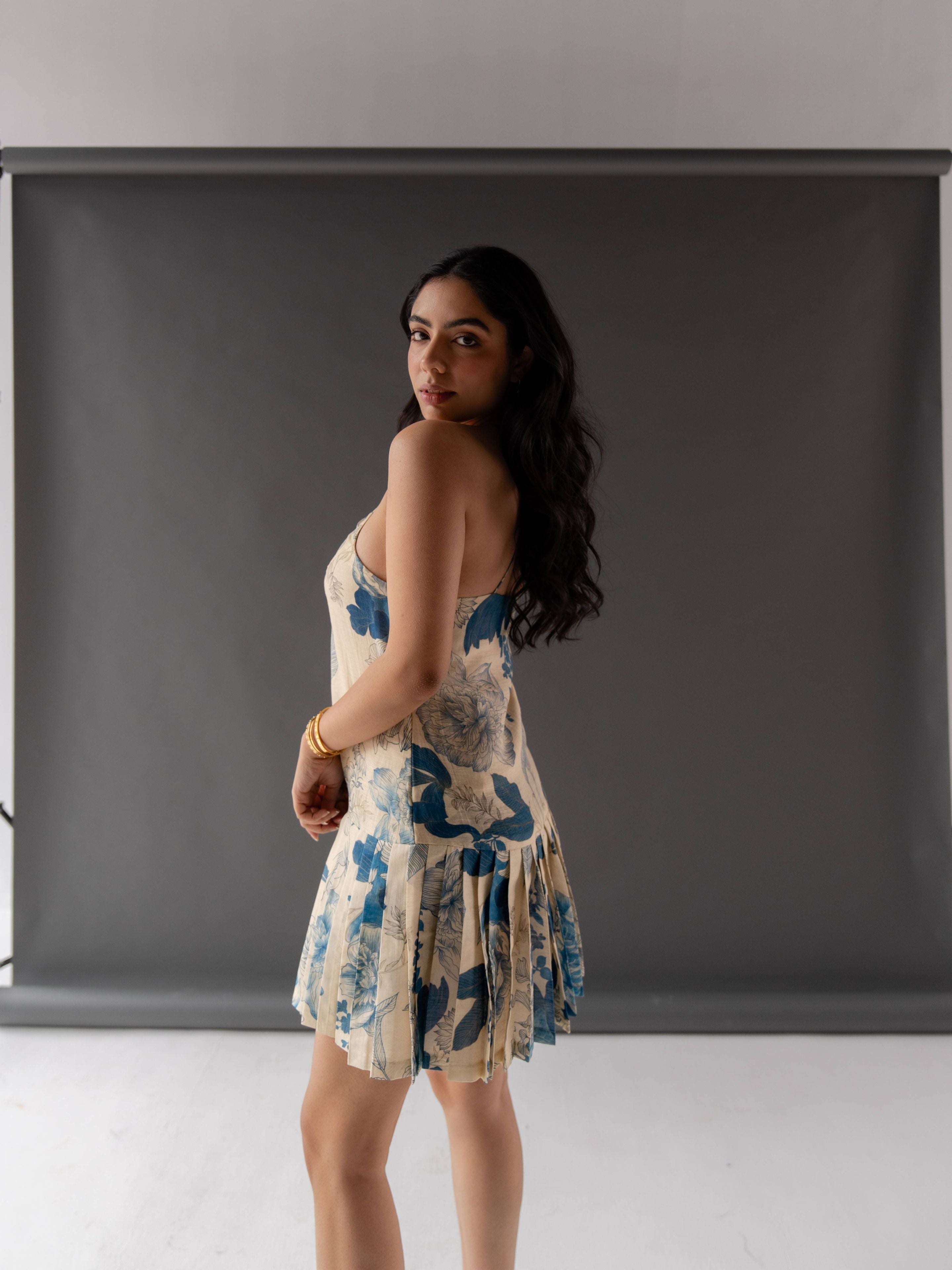 Eclipse Printed Pleated Dress